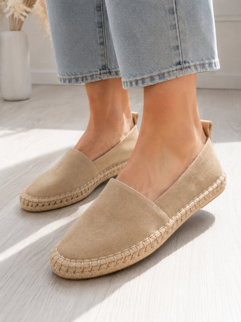 Kaanas Roma Suede Espadrille Flats Nude Beige Slip On Shoes Anthropologie NIB